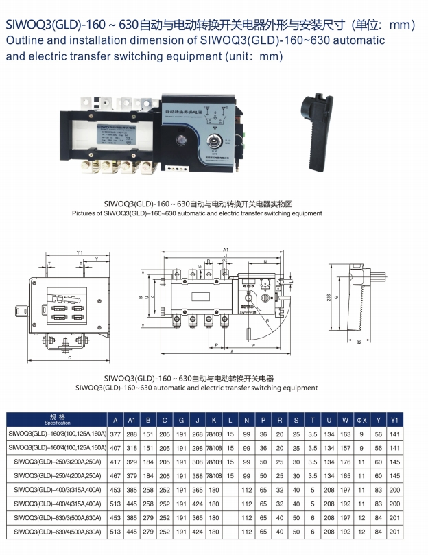 SIWOW3-1600N1/3P 200A桔子電器授權經銷安裝特點 ??